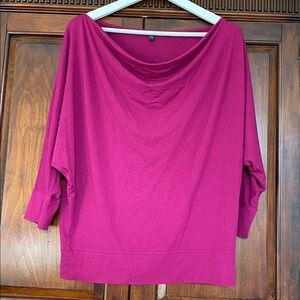 Eileen Fisher Fuchsia Drape Neckline Rayon Jersey Batwing Top Size XS